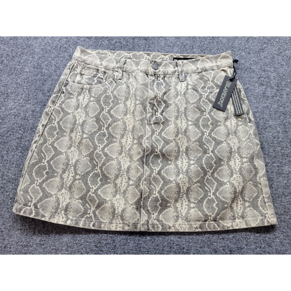 Blank NYC Snakeskin Print Denim Mini Skirt Grey White Animal Print Size 30